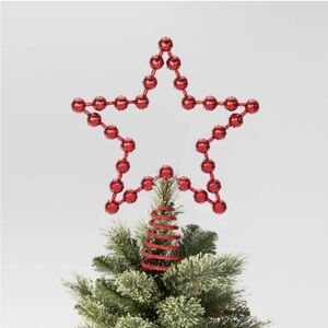 Target 9” Red Glittered Ball Star Metal Christmas Tree Topper Unlit New